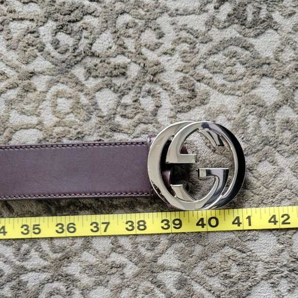 Gucci Brown Leather Silver Interlocking G Belt Buckle 90/36 - Picture 4 of 9